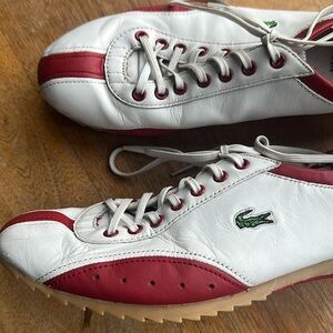 Lacoste sneakers red and white leather womens US 9